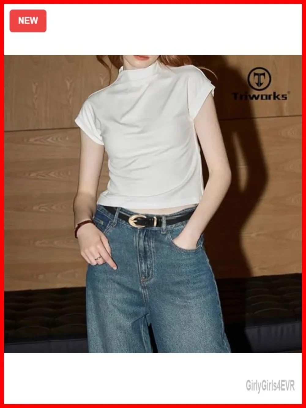 Women Faux Leather Skinny Belt with Gold Buckle